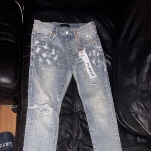 Purple Men's Slim Jeans - Distressed Light Blue